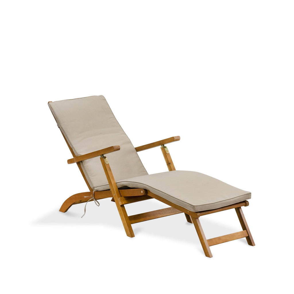 East West Furniture BSLCDNA Salinas Patio Chaise Lounge - Outdoor Acacia Wood Sunlounger Chairs for Poolside, Deck, Lawn, 59x21x35 Inch, Natural Oil