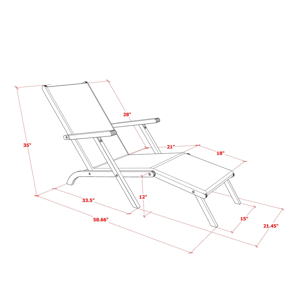 East West Furniture BSLCDNA Salinas Patio Chaise Lounge - Outdoor Acacia Wood Sunlounger Chairs for Poolside, Deck, Lawn, 59x21x35 Inch, Natural Oil