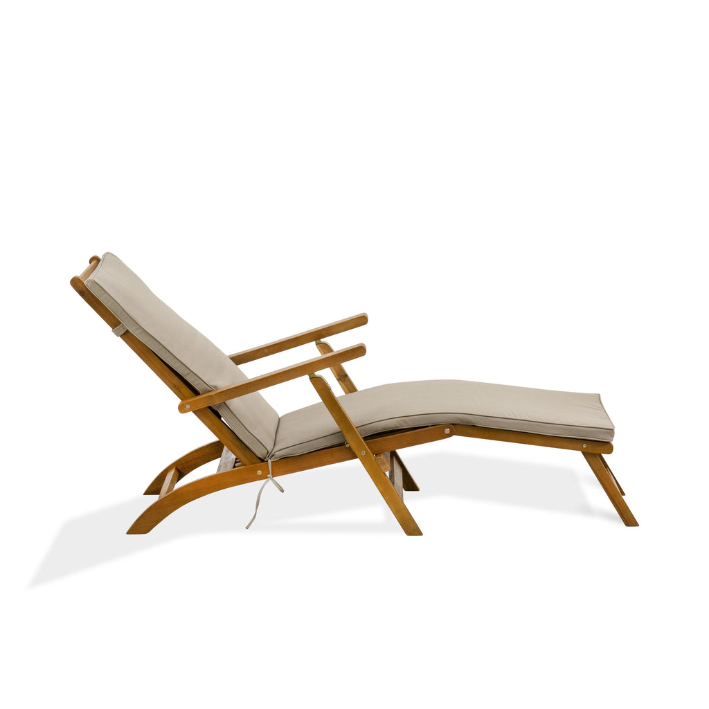 East West Furniture BSLCDNA Salinas Patio Chaise Lounge - Outdoor Acacia Wood Sunlounger Chairs for Poolside, Deck, Lawn, 59x21x35 Inch, Natural Oil