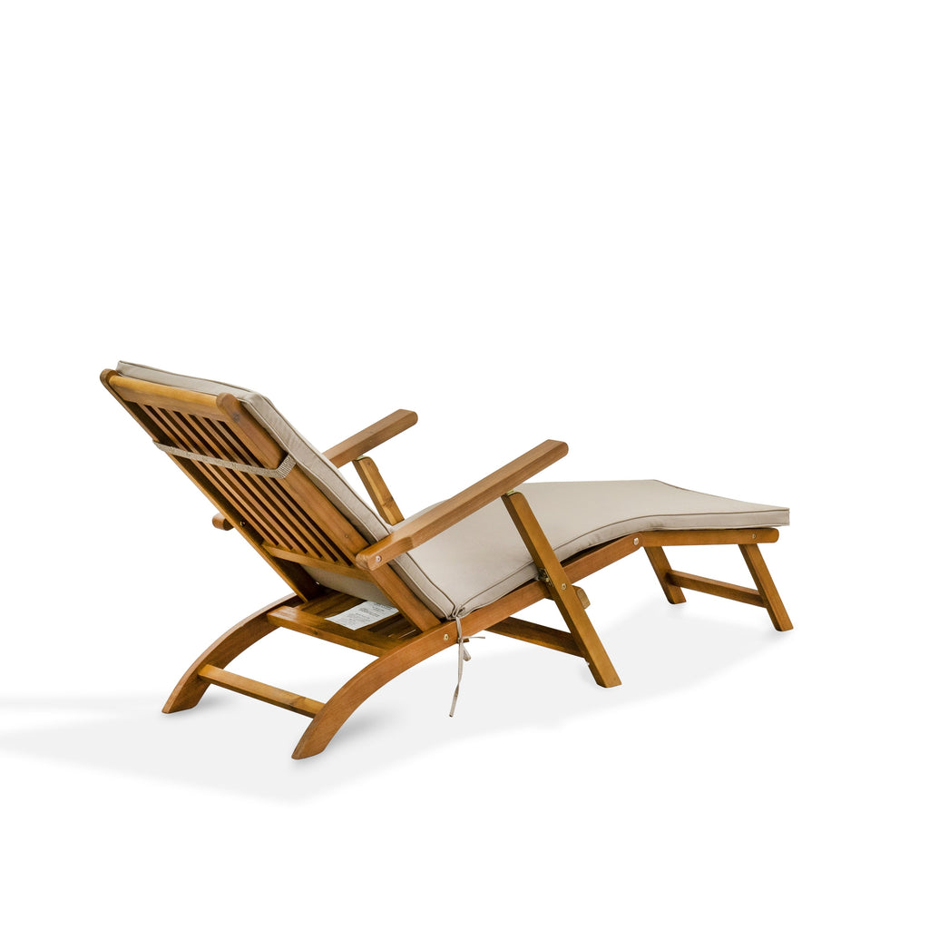 East West Furniture BSLCDNA Salinas Patio Chaise Lounge - Outdoor Acacia Wood Sunlounger Chairs for Poolside
