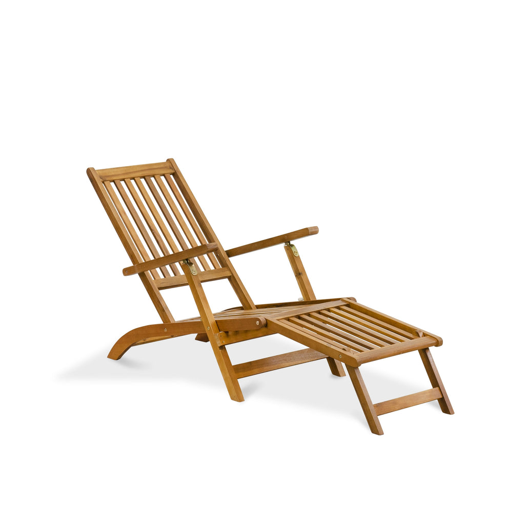 East West Furniture BSLCDNA Salinas Patio Chaise Lounge - Outdoor Acacia Wood Sunlounger Chairs for Poolside