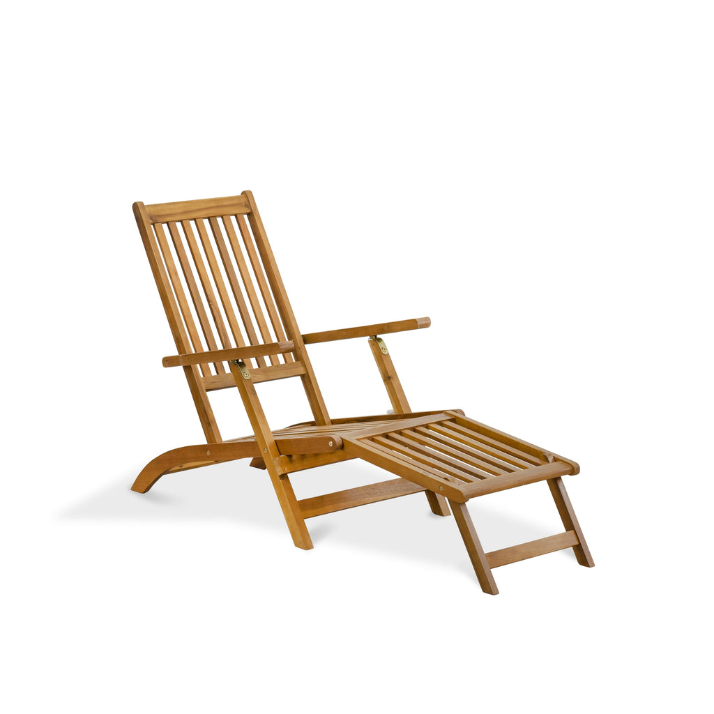 East West Furniture BSLCDNA Salinas Patio Chaise Lounge - Outdoor Acacia Wood Sunlounger Chairs for Poolside, Deck, Lawn, 59x21x35 Inch, Natural Oil