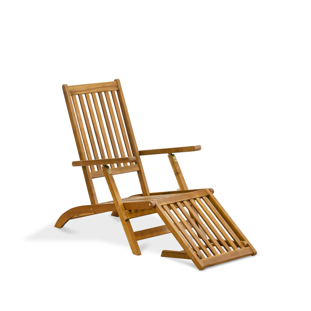 East West Furniture BSLCDNA Salinas Patio Chaise Lounge - Outdoor Acacia Wood Sunlounger Chairs for Poolside
