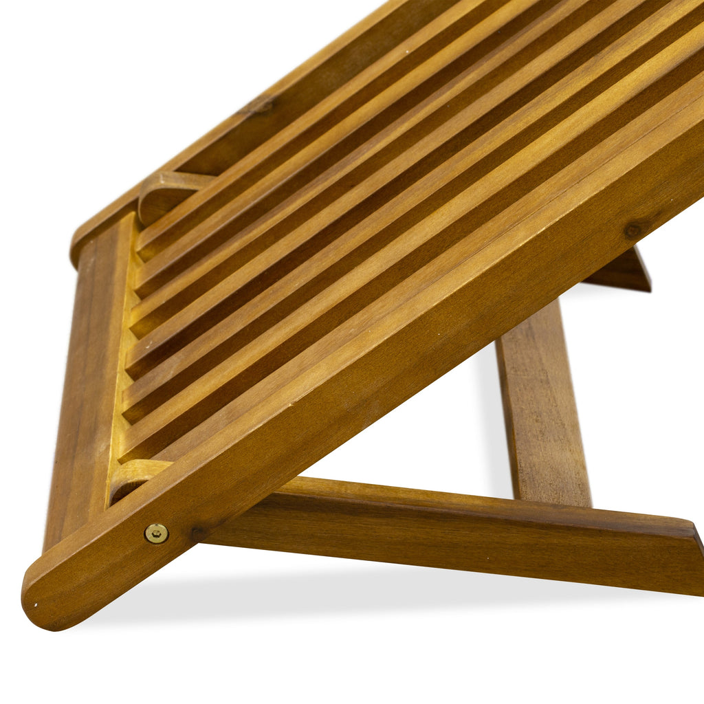 East West Furniture BSLCDNA Salinas Patio Chaise Lounge - Outdoor Acacia Wood Sunlounger Chairs for Poolside