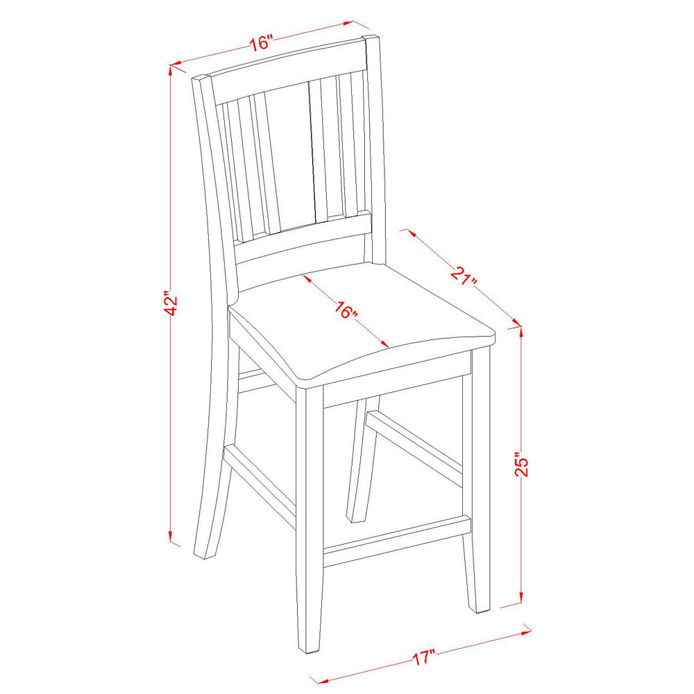 East West Furniture YABU5-MAH-LC 5 Piece Counter Height Pub Set Includes a Rectangle Dining Table and 4 Faux Leather Kitchen Dining Chairs, 30x48 Inch, Mahogany