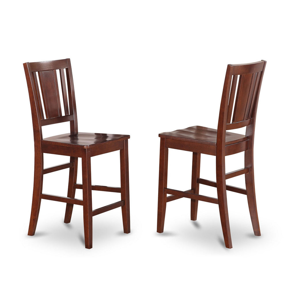 East West Furniture BUS-MAH-W Buckland Counter Height Stools - Slat Back Wood Seat Chairs