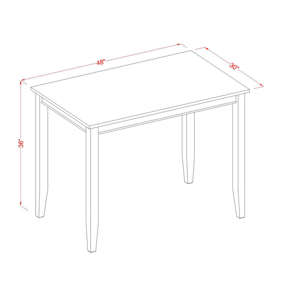 East West Furniture BUT-BLK-T Buckland Rectangle Counter Height Table for Small Spaces, 30x48 Inch, Black