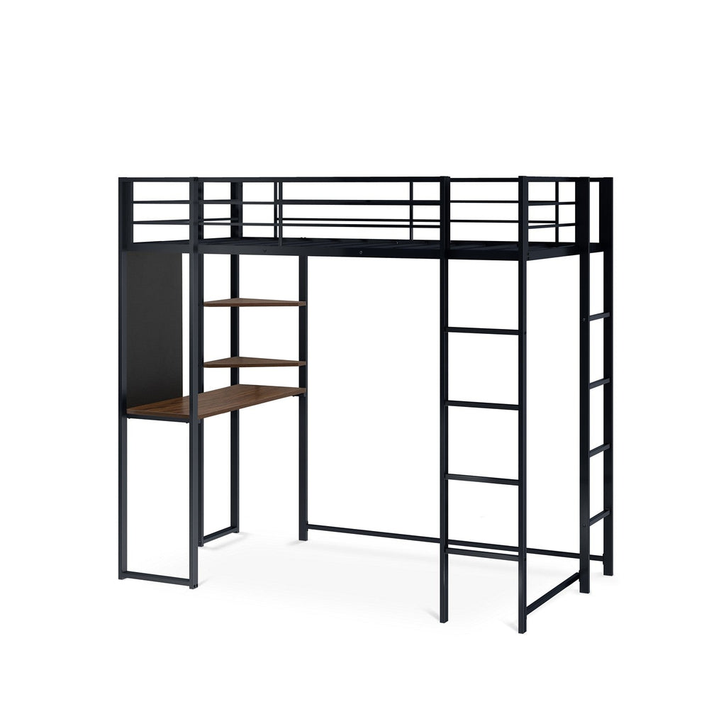 East West Furniture BUTLBLK Buckland Twin Loft Bed in powder coating black color