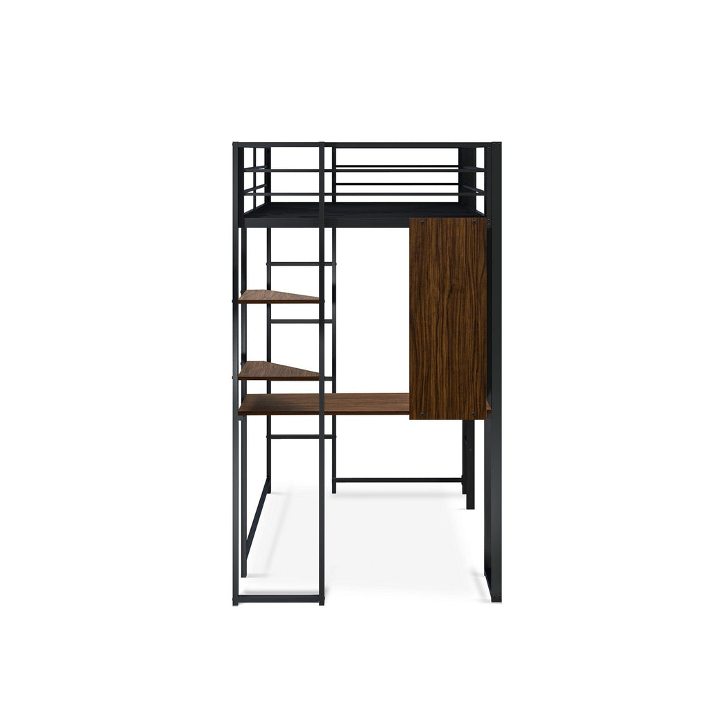 East West Furniture BUTLBLK Buckland Twin Loft Bed in powder coating black color