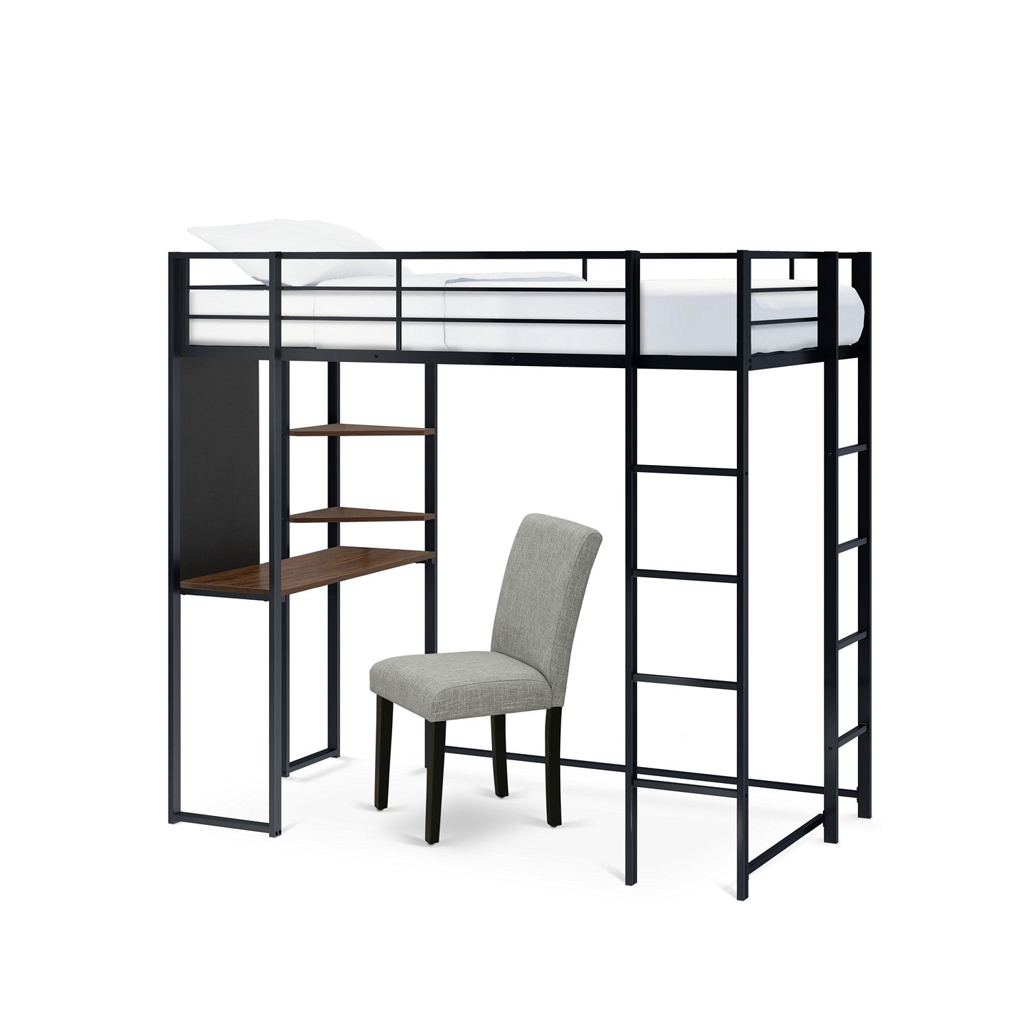 BUTLBLK Buckland Twin Loft Bed in powder coating black color