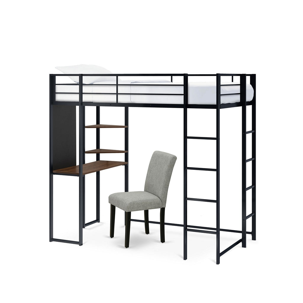 East West Furniture BUTLBLK Buckland Twin Loft Bed in powder coating black color