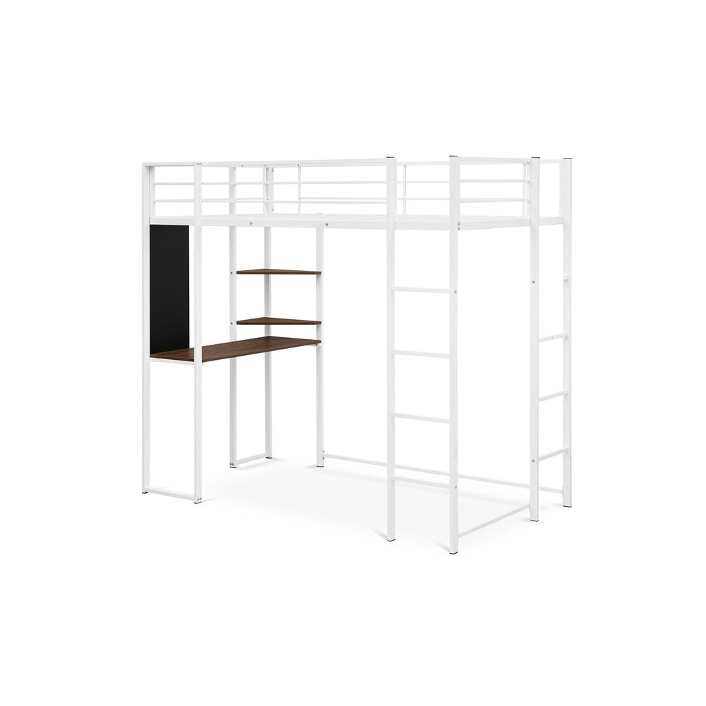 Cama alta individual BUTLWHI Buckland de East West Furniture con revestimiento en polvo de color blanco