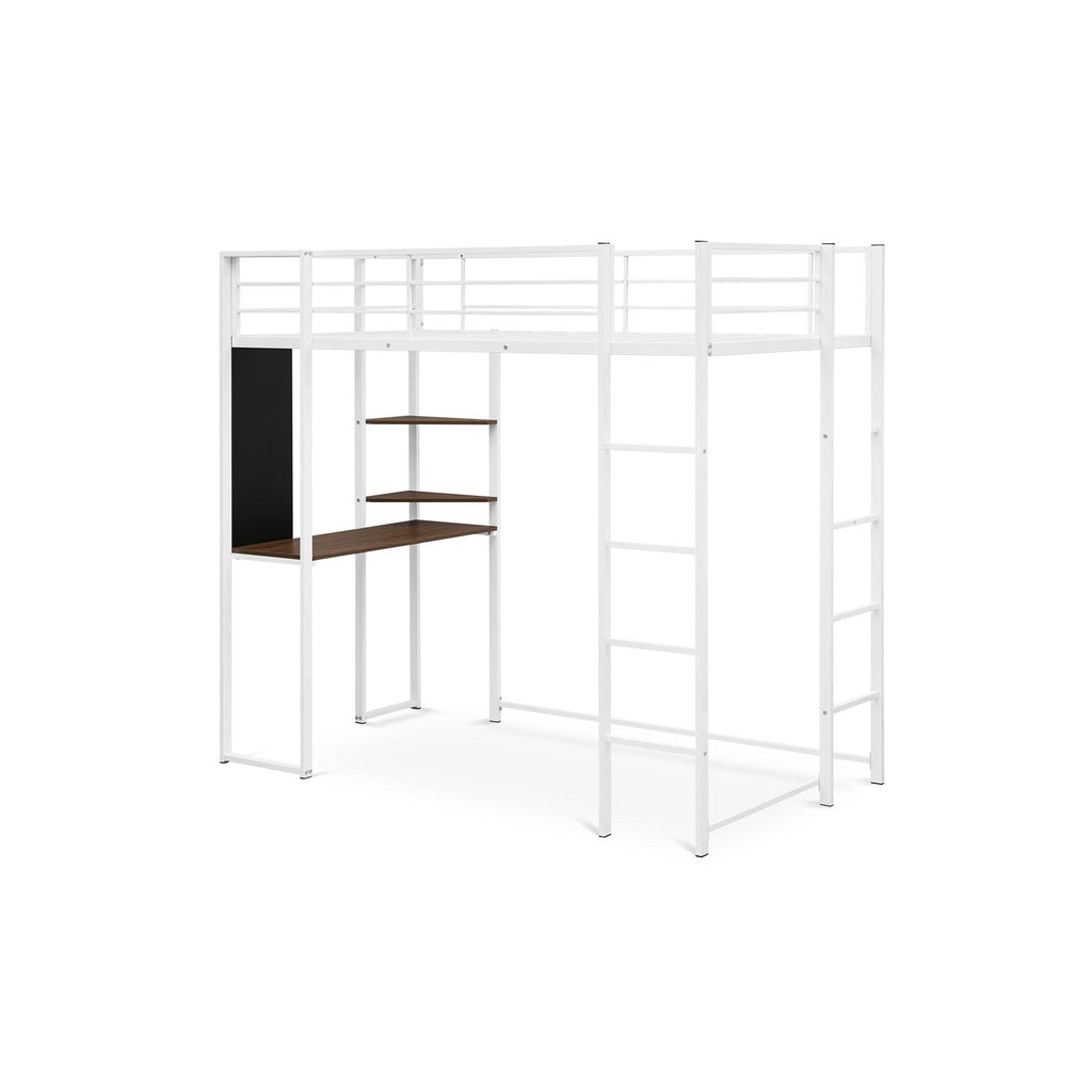East West Furniture BUTLWHI Buckland Twin Loft Bed in powder coating white color