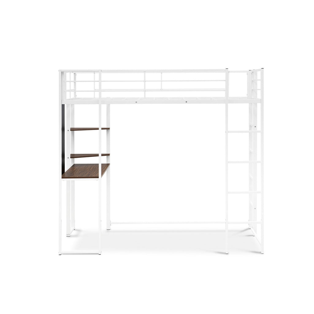 Cama alta individual BUTLWHI Buckland de East West Furniture con revestimiento en polvo de color blanco