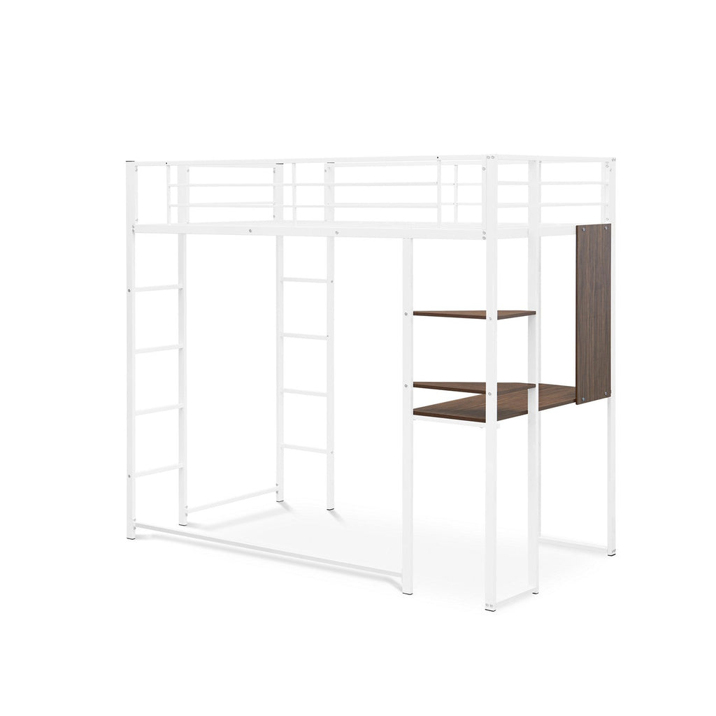 Cama alta individual BUTLWHI Buckland de East West Furniture con revestimiento en polvo de color blanco