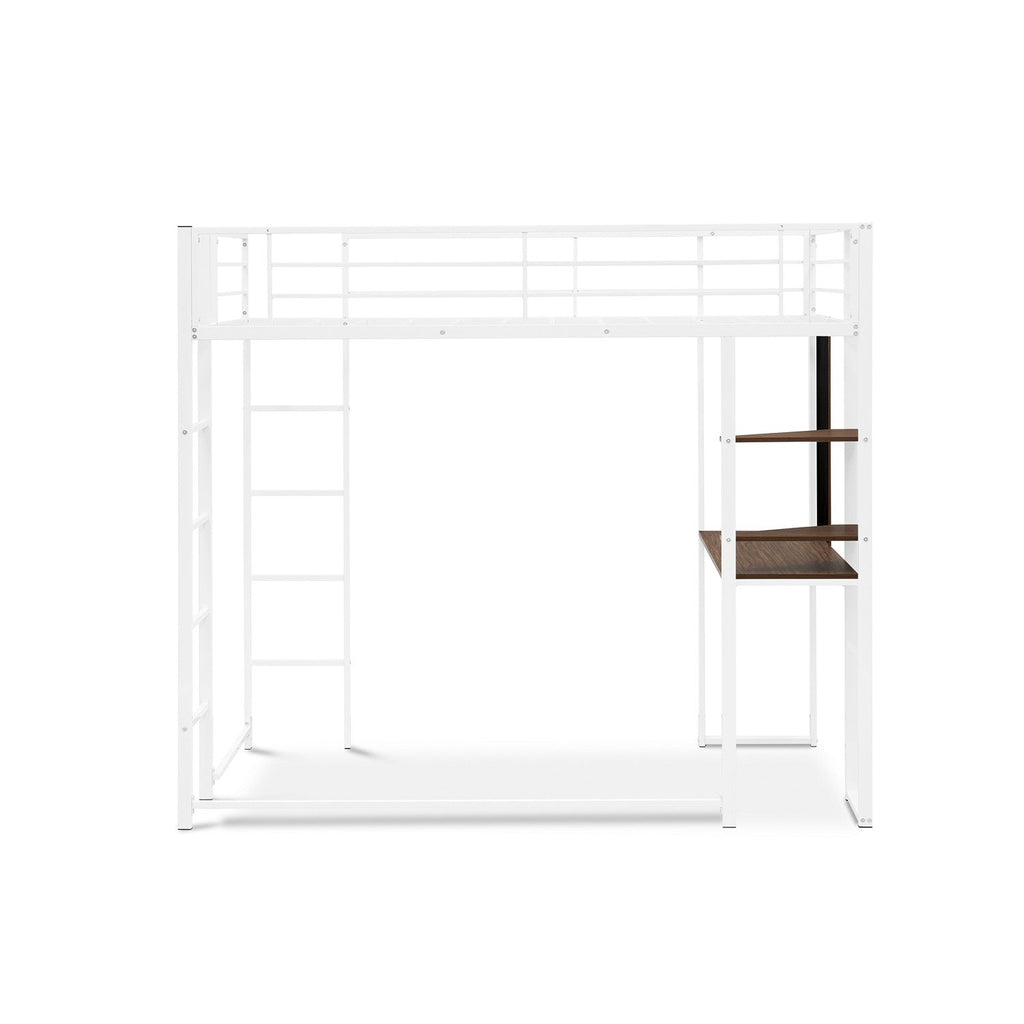 Cama alta individual BUTLWHI Buckland de East West Furniture con revestimiento en polvo de color blanco