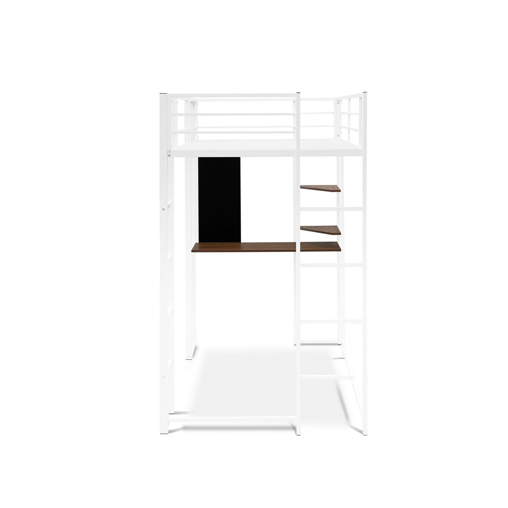 Cama alta individual BUTLWHI Buckland de East West Furniture con revestimiento en polvo de color blanco