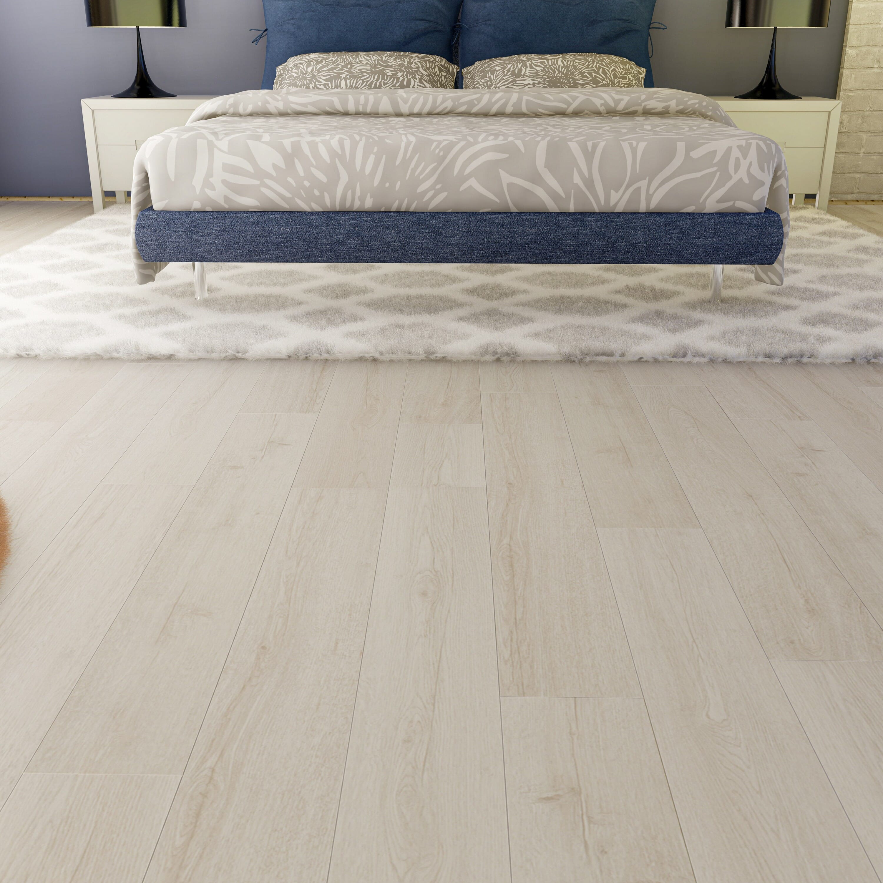 East West Furniture CA-47EC07 EVA Backing SPC Flooring Planks, Gray Ash 4mm x 7" x 48" with 20mil Wear Layer and I4F Click Locking, 30 sq ft Rigid Core Floor Plank/Case