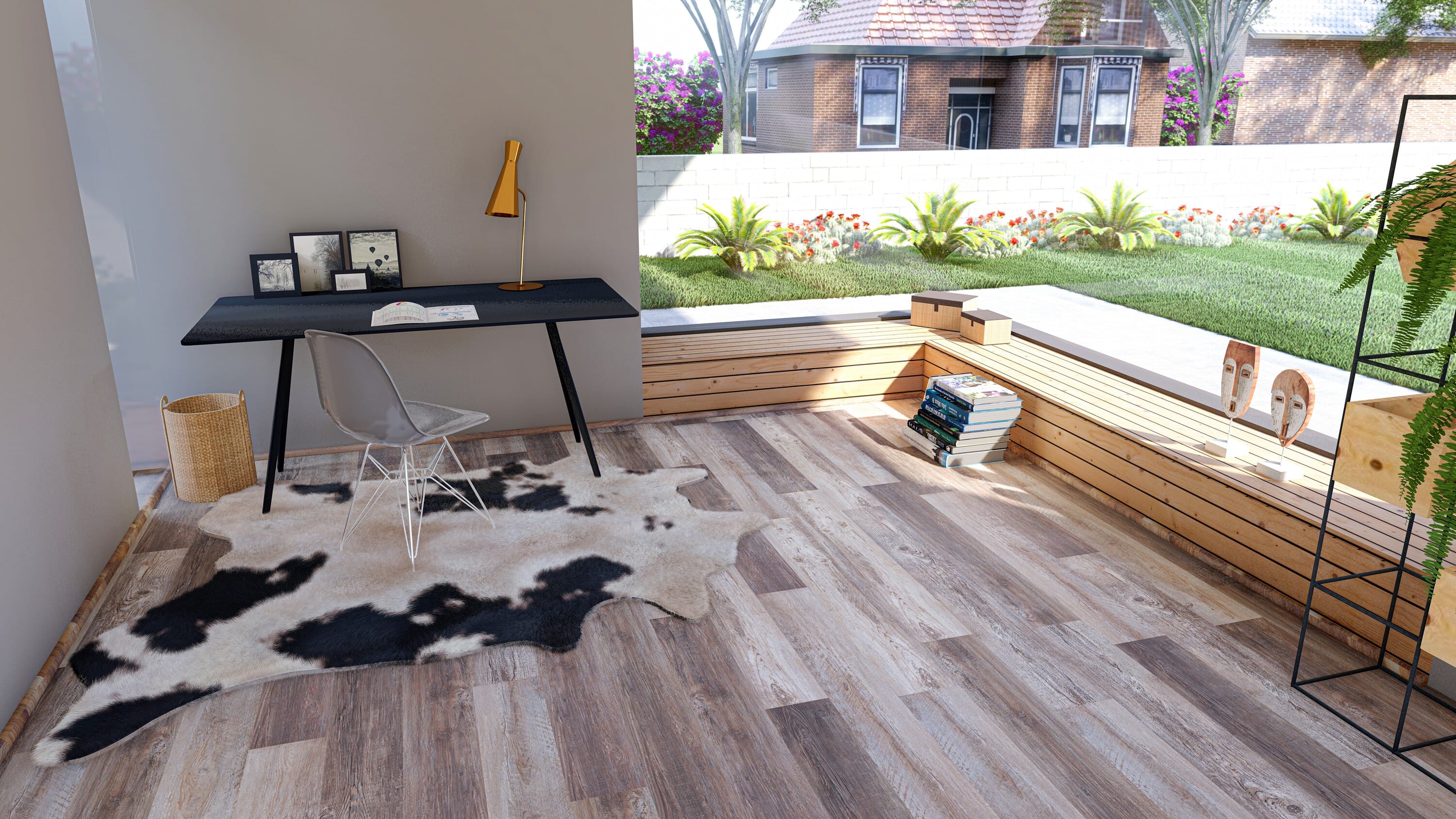 East West Furniture CA-47EC11 EVA Backing SPC Durable Flooring Planks, Taupe Gray 4mm x 7" x 48" with 20mil Wear Layer and I4F Click Lock, 30 sq ft Floor Planks/Case