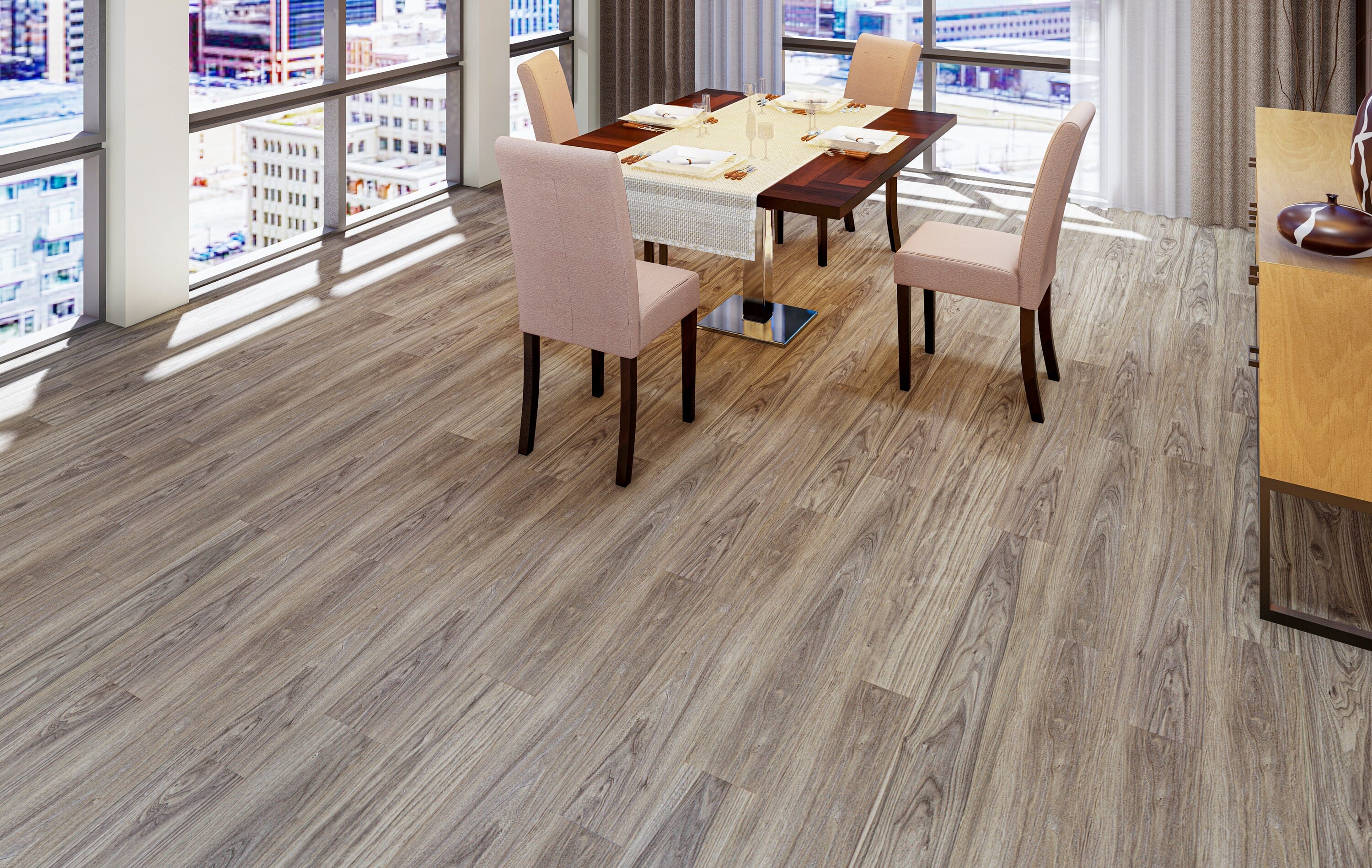 East West Furniture CA-47EC13 EVA Backing SPC Rigid Core Flooring Planks, Dark Onyx 4mm x 7" x 48" with 20mil Wear Layer and I4F Click Locking, 30 sq ft Floor Planks/Case