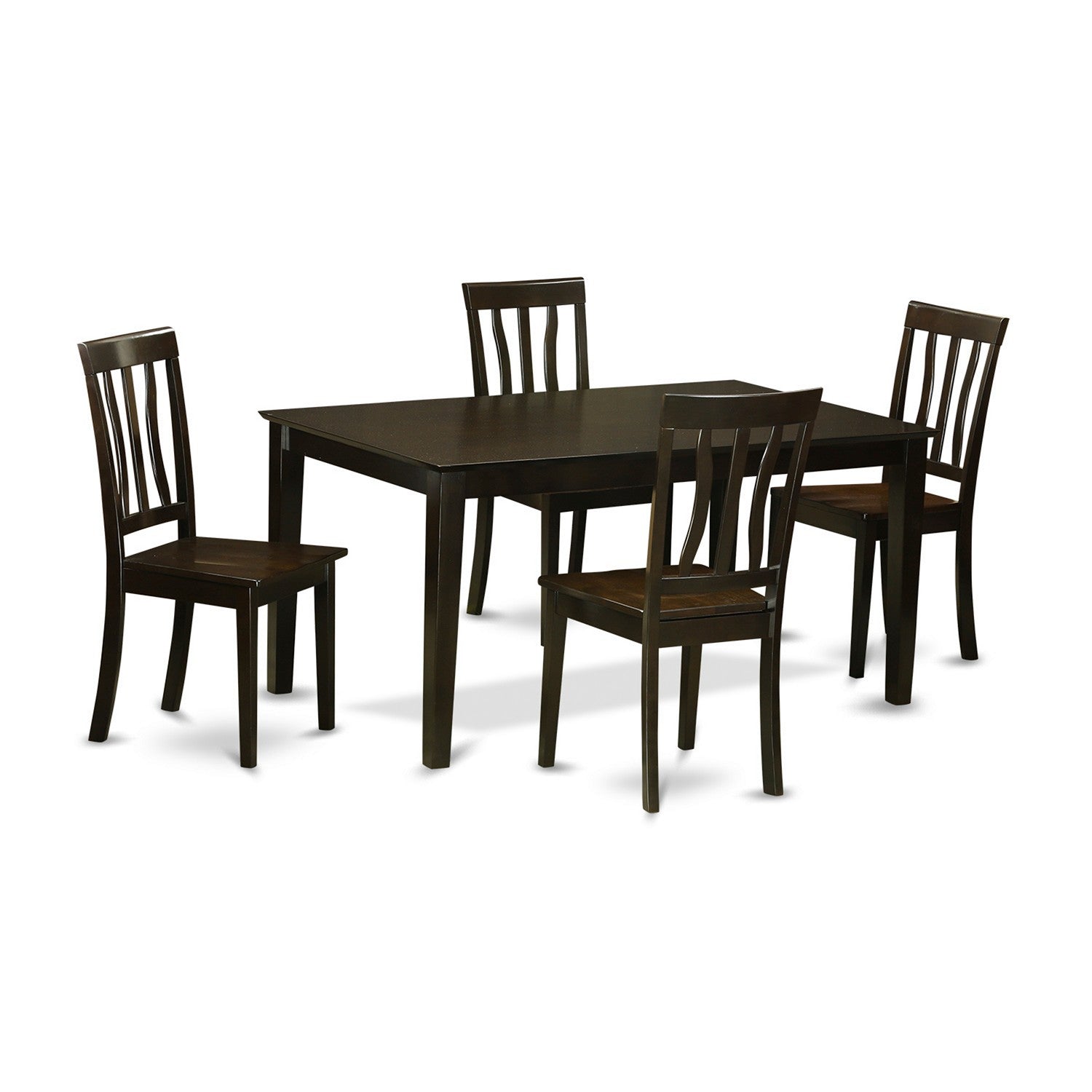 Juego de mesa de comedor de 5 piezas East West Furniture CAAN5-CAP-W Incluye una mesa de cocina rectangular y 4 sillas de comedor