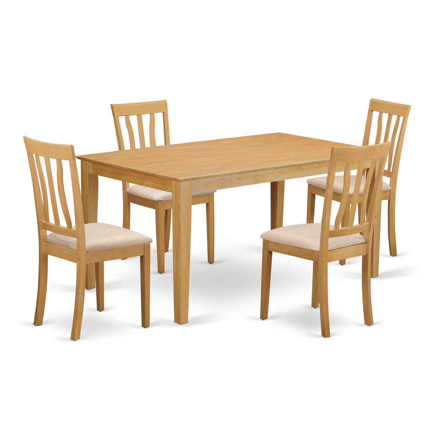 CAAN5-OAK-C 5 Pc Dinette Table set - Kitchen dinette Table and 4 Dining Chairs