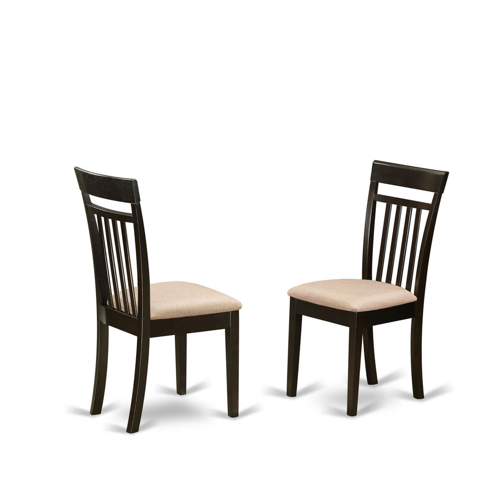 Sillas de comedor Capri CAC-CAP-C de East West Furniture: sillas de madera maciza tapizadas en tela de lino