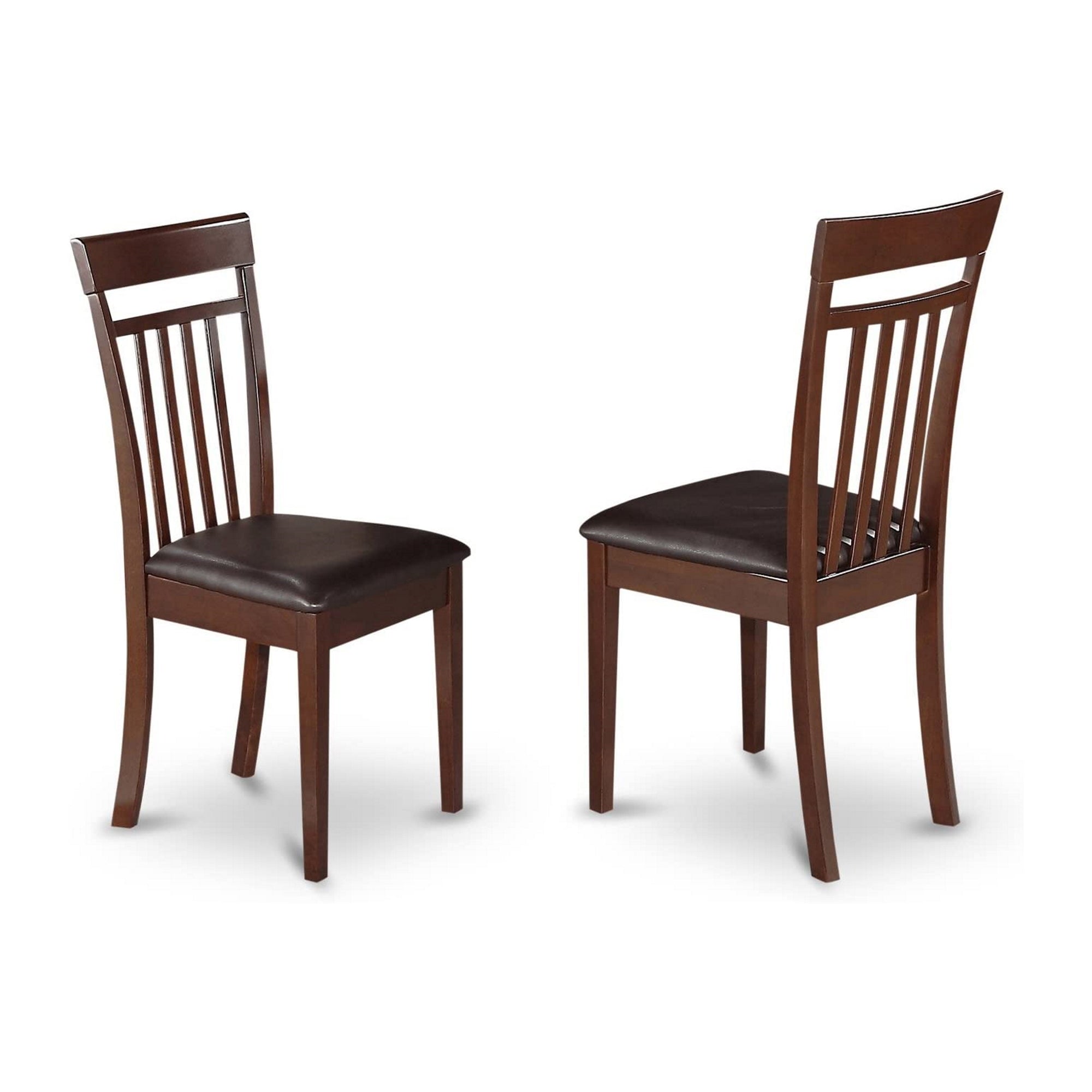 Juego de comedor de 3 piezas East West Furniture NDCA3-MAH-LC para espacios pequeños. Incluye una mesa de comedor rectangular con alas abatibles y dos sillas de comedor de cuero sintético.