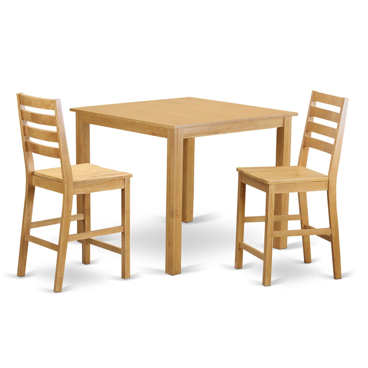 CAFE3-OAK-W 3 PC pub Table set - counter height Table and 2 Dining Chairs.