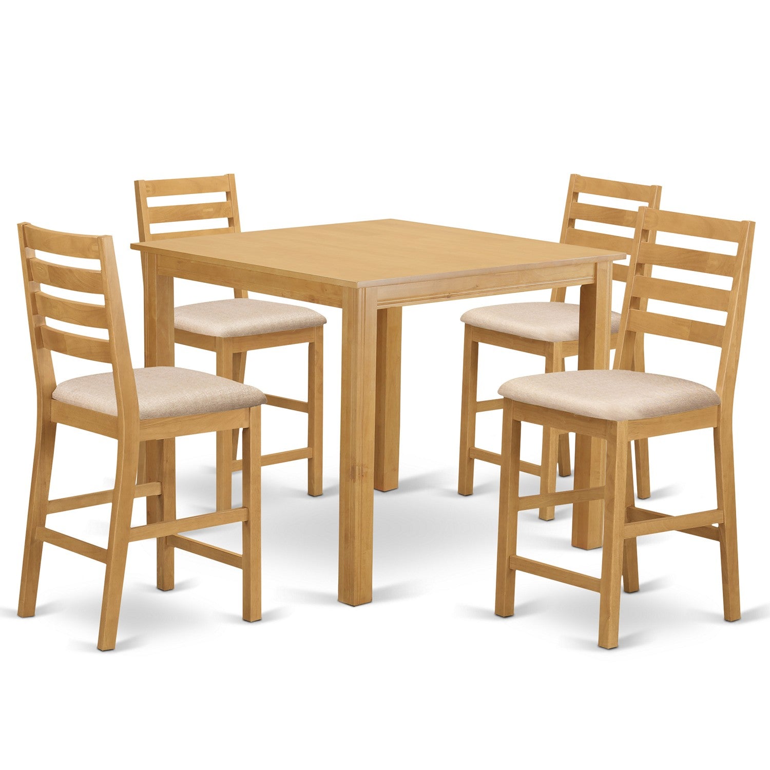 CAFE5-OAK-C 5 PC Dining counter height set - Small Kitchen Table and 4 counter height Chairs.