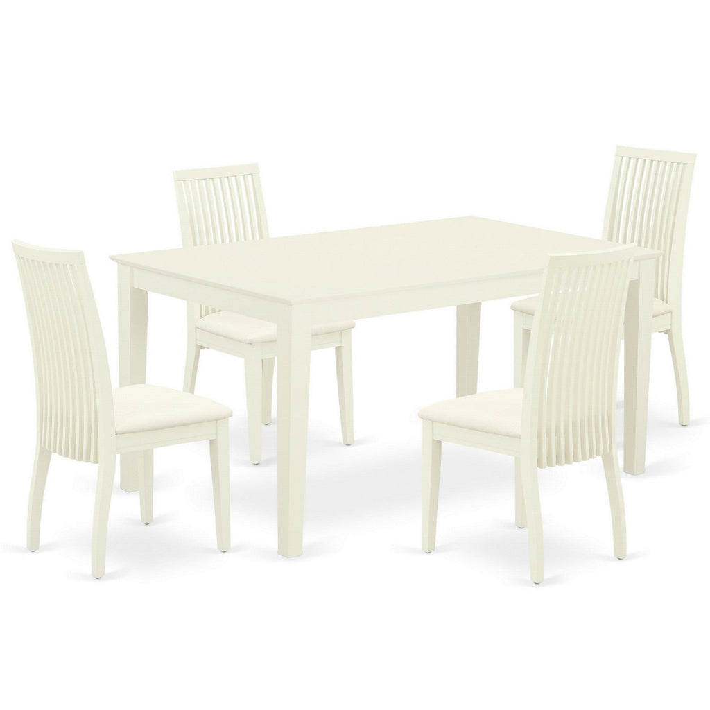 East West Furniture CAIP5-LWH-C 5 Piece Dinette Set for 4 Includes a Rectangle Dining Room Table and 4 Linen Fabric Kitchen Dining Chairs