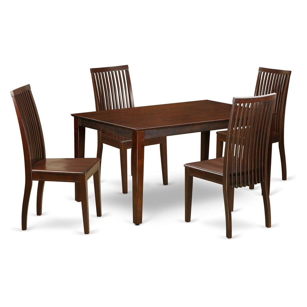 East West Furniture CAIP5-MAH-W 5 Piece Dining Room Table Set Includes a Rectangle Kitchen Table and 4 Dining Chairs