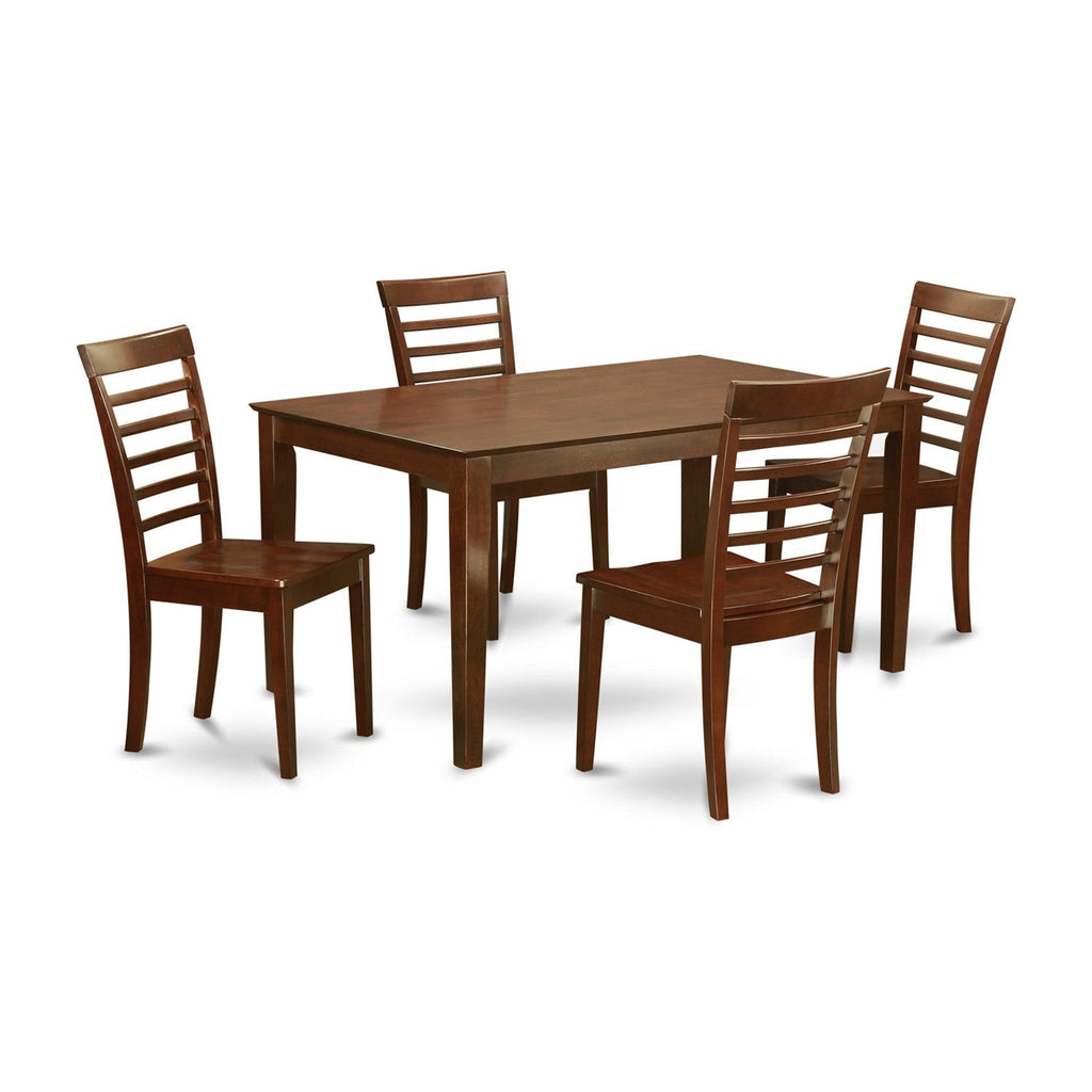 East West Furniture CAML5-MAH-W 5 Piece Kitchen Table Set for 4 Includes a Rectangle Dining Room Table and 4 Dining Chairs