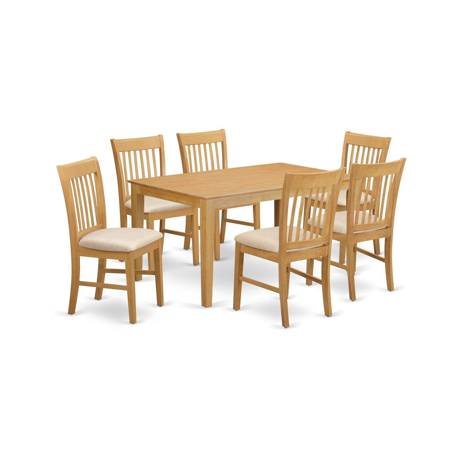 CANO7-OAK-C 7 PC Small Kitchen Table set - Dining Table and 6 Dining Chairs