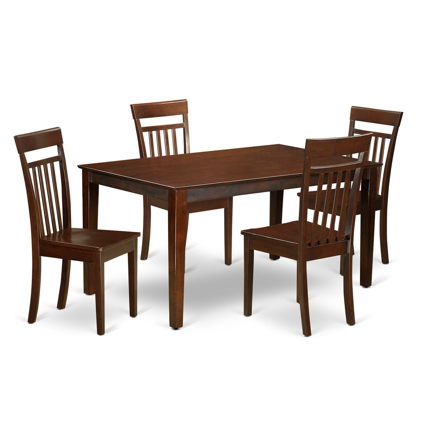 Juego de comedor de 5 piezas para 4 personas CAP5S-MAH-W de East West Furniture. Incluye una mesa de comedor rectangular y 4 sillas de comedor de cocina.