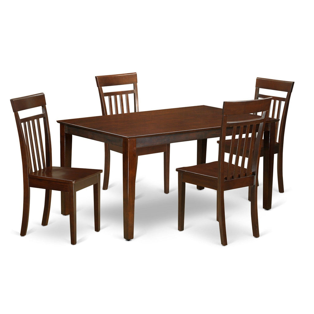 Juego de comedor de 5 piezas para 4 personas CAP5S-MAH-W de East West Furniture. Incluye una mesa de comedor rectangular y 4 sillas de comedor de cocina.