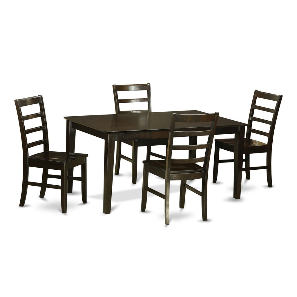 East West Furniture CAPF5-CAP-W 5 Piece Dining Room Table Set Includes a Rectangle Kitchen Table and 4 Dining Chairs