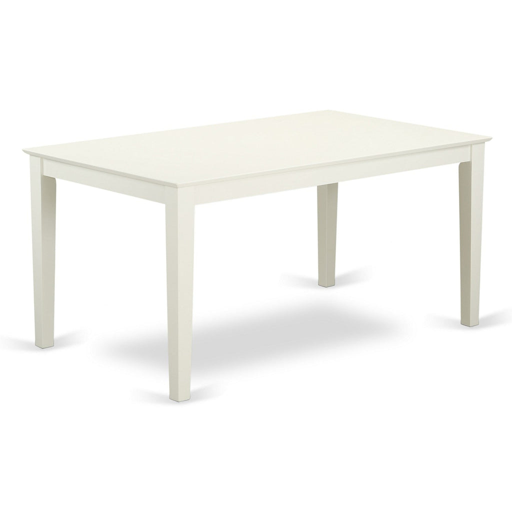 East West Furniture CAVA5-LWH-C 5 Piece Dining Room Furniture Set Includes a Rectangle Kitchen Table and 4 Linen Fabric Upholstered Dining Chairs