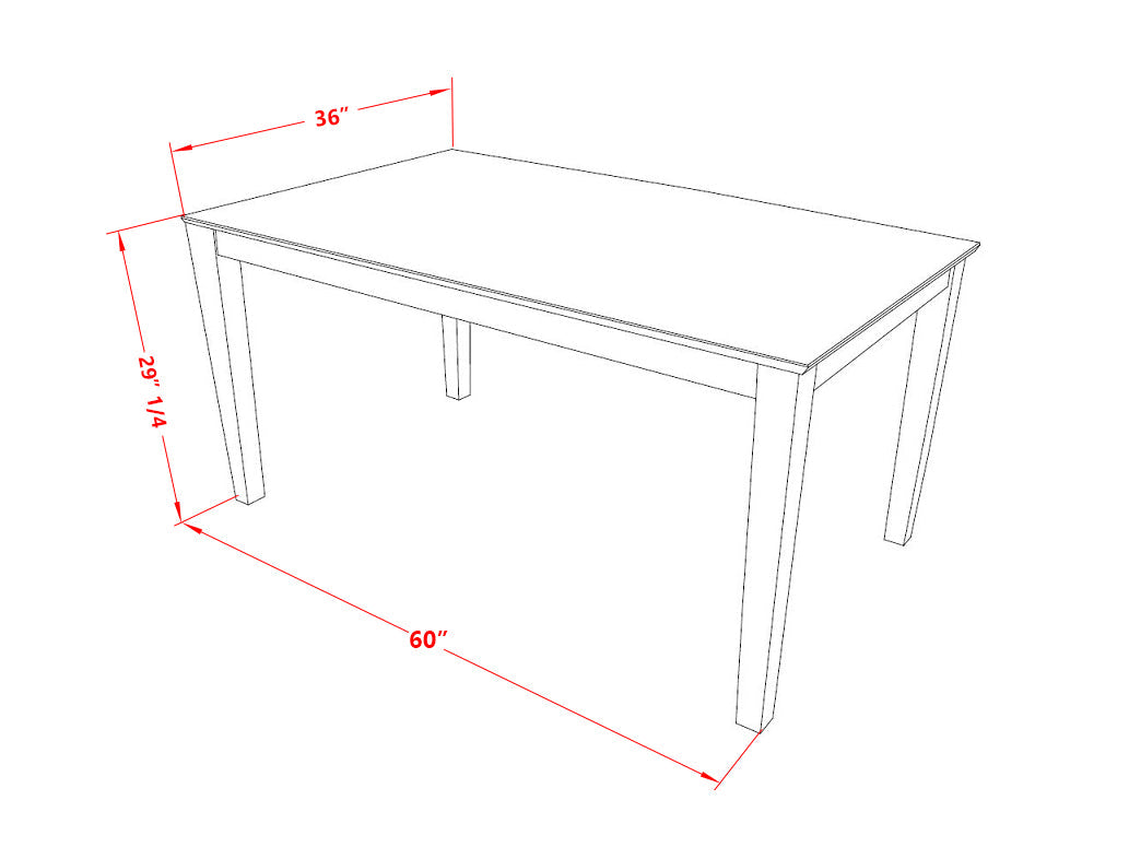 Mesa de comedor Capri CAT-LWH-S de East West Furniture: tablero rectangular de madera con patas resistentes