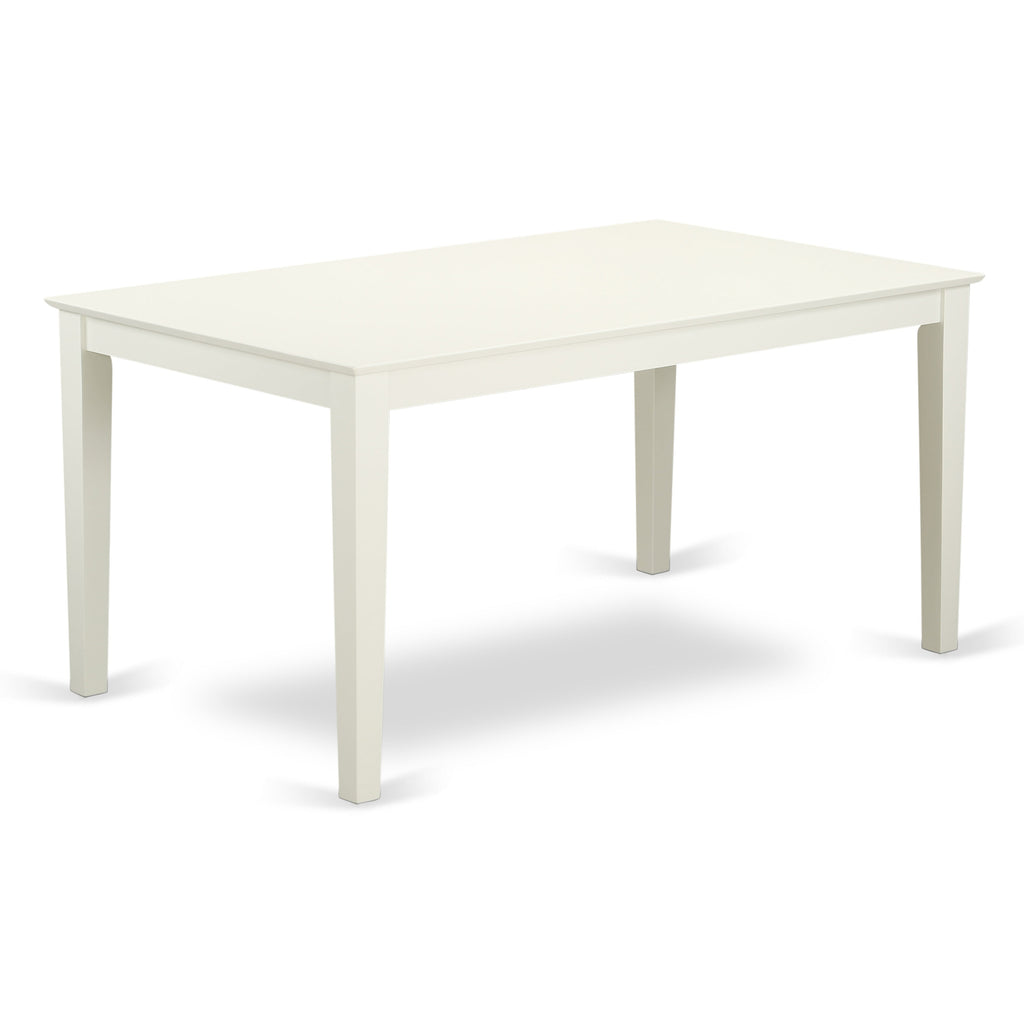 East West Furniture CAT-LWH-S Capri  Dining Table - a Rectangle Wooden Table Top with Sturdy Legs, 36x60 Inch, Linen White