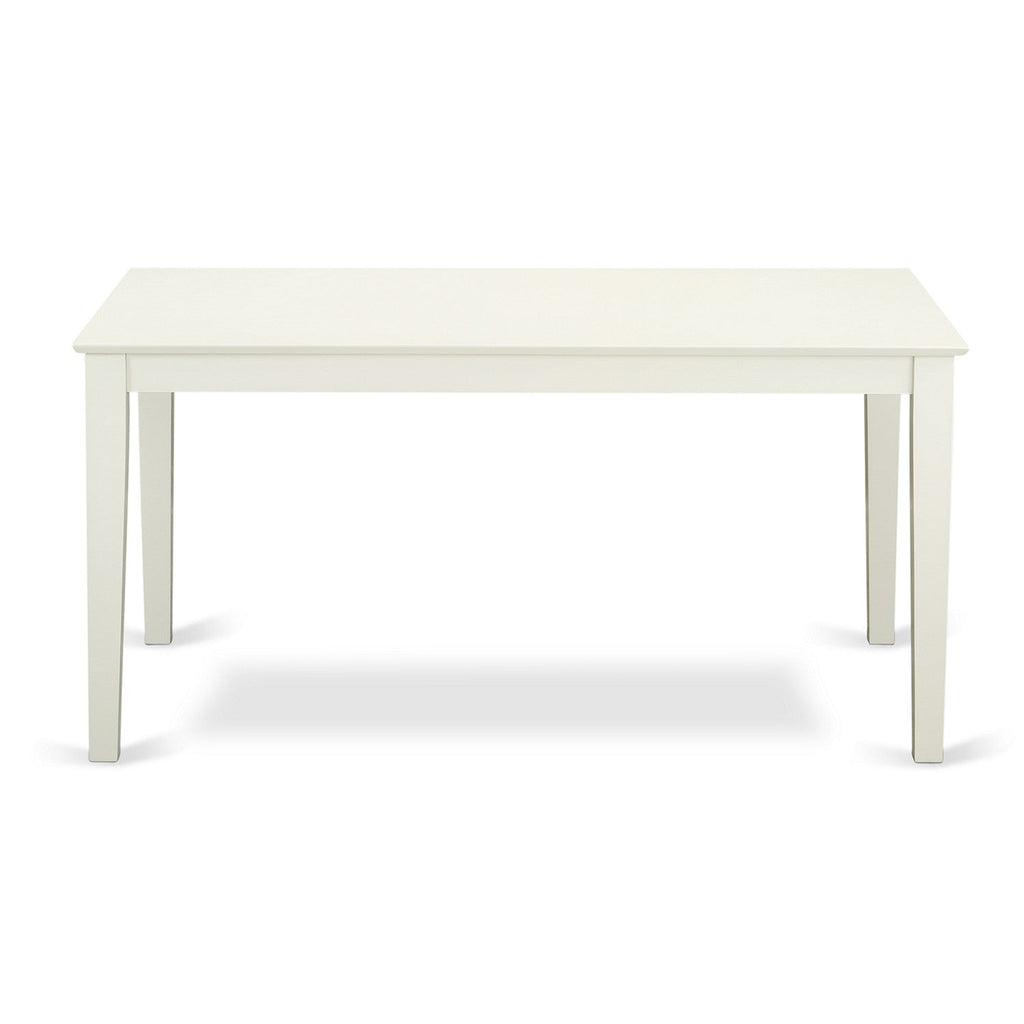 East West Furniture CAAB5-LWH-64 5 Piece Dining Room Furniture Set Includes a Rectangle Dining Table and 4 White Faux Leather Upholstered Parson Chairs