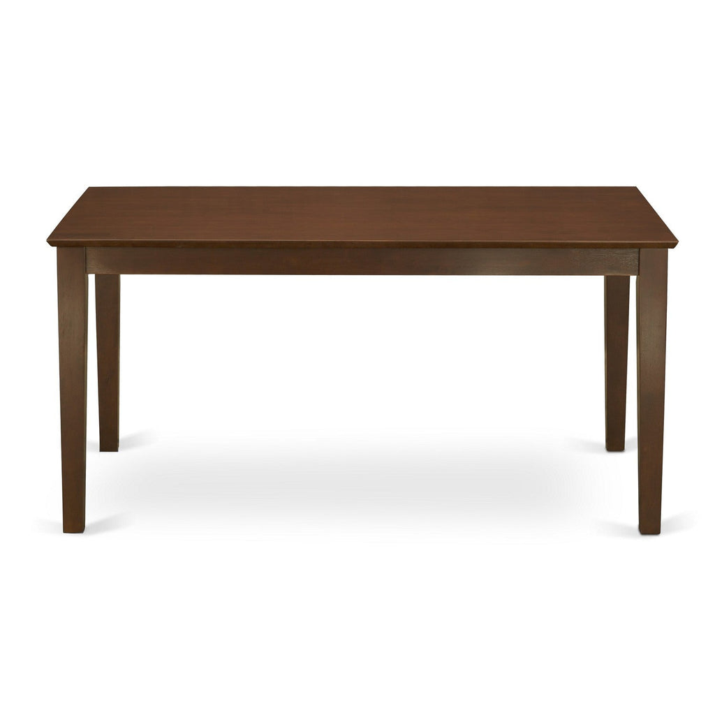 East West Furniture CAAB7-MAH-18 7 Piece Modern Dining Table Set Consist of a Rectangle Wooden Table and 6 Coffee Linen Fabric Upholstered Chairs