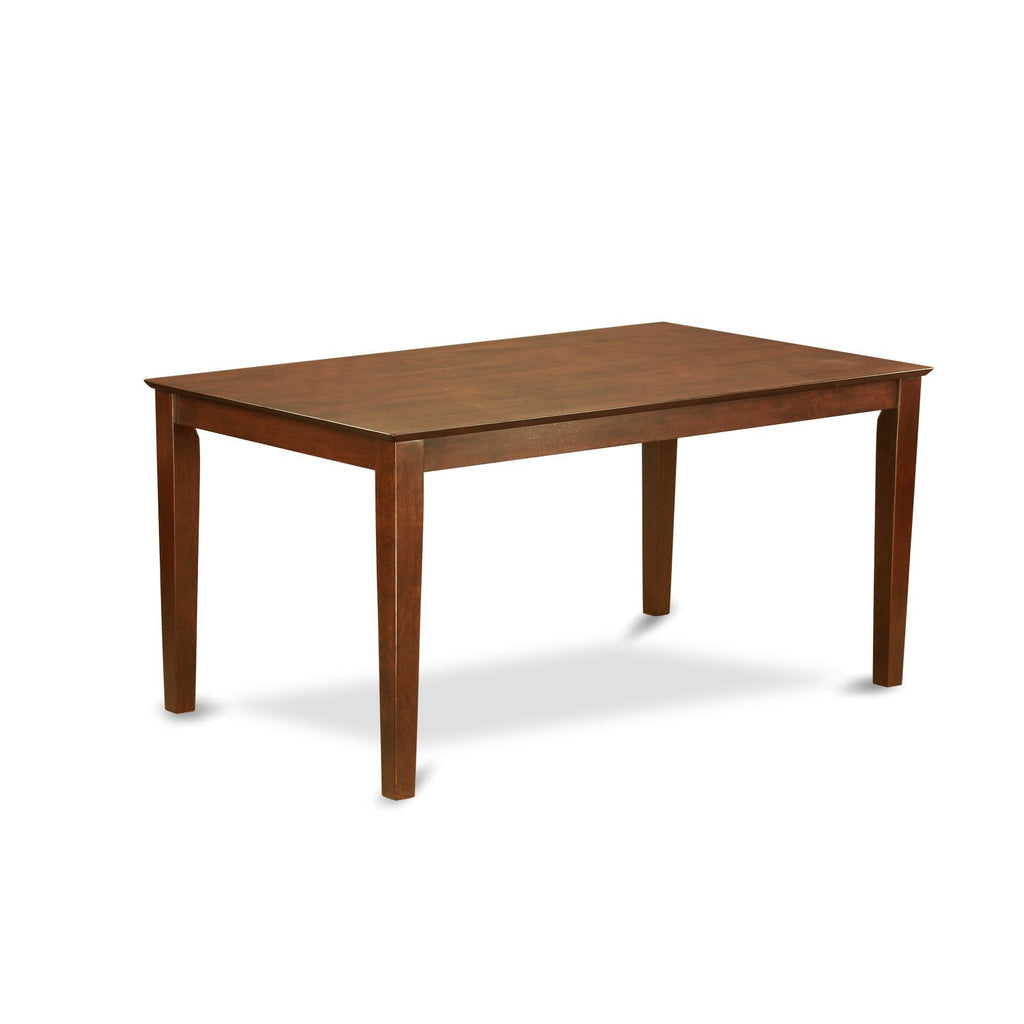 East West Furniture CACE6-MAH-10 6 Piece Dining Room Table Set Contains a Rectangle Kitchen Table and 4 Dahlia Linen Fabric Parson Chairs with a Bench