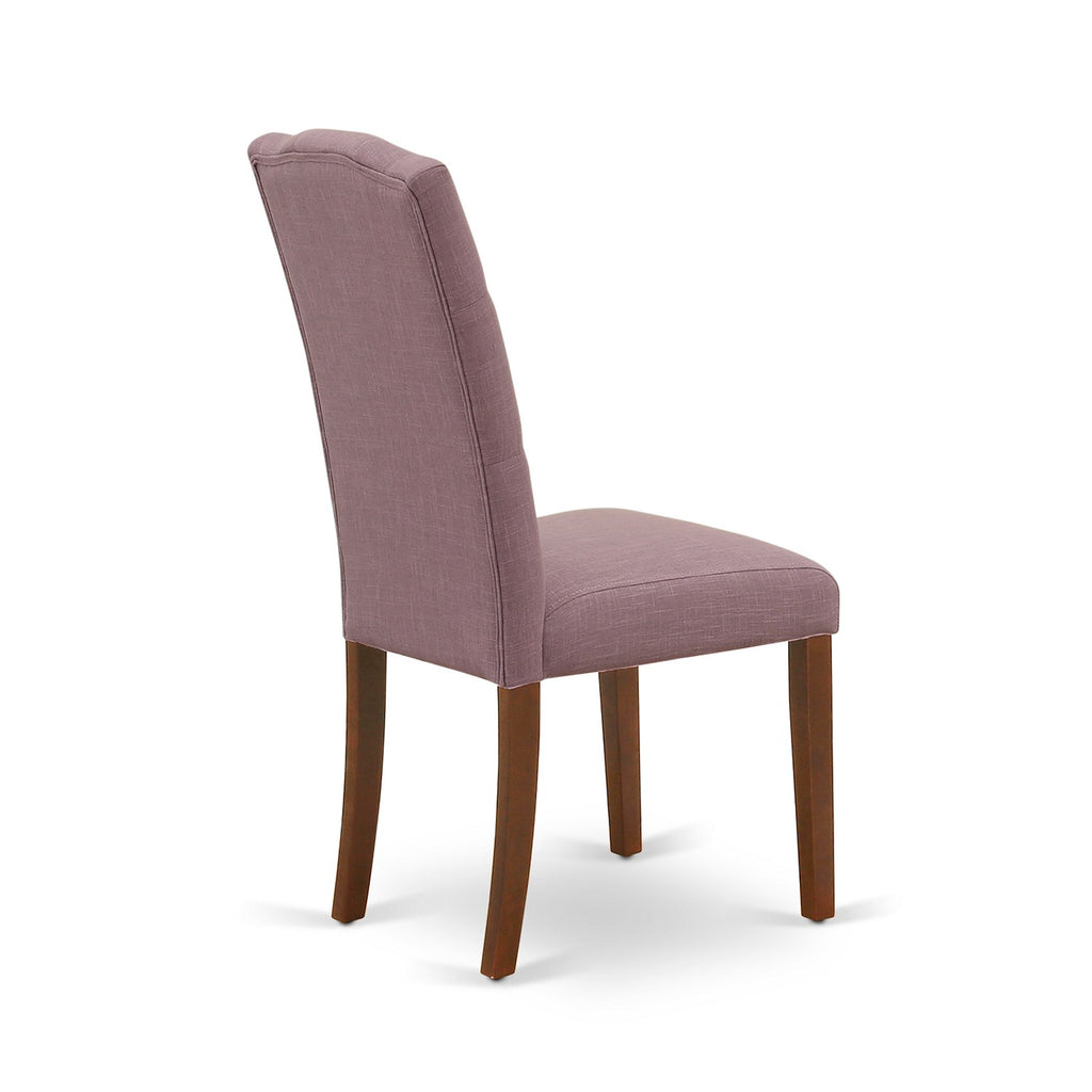 East West Furniture 1NDCE5-MAH-10 Dining Set 5 Pc - 4 Kitchen Chairs and a Wooden Table - Mahogany Finish Solid wood - Dahlia Color Linen Fabric