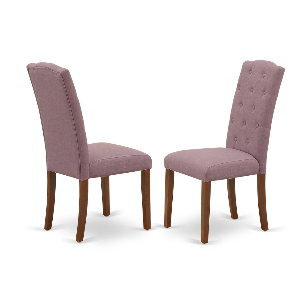 East West Furniture 1NDCE5-MAH-10 Dining Set 5 Pc - 4 Kitchen Chairs and a Wooden Table - Mahogany Finish Solid wood - Dahlia Color Linen Fabric