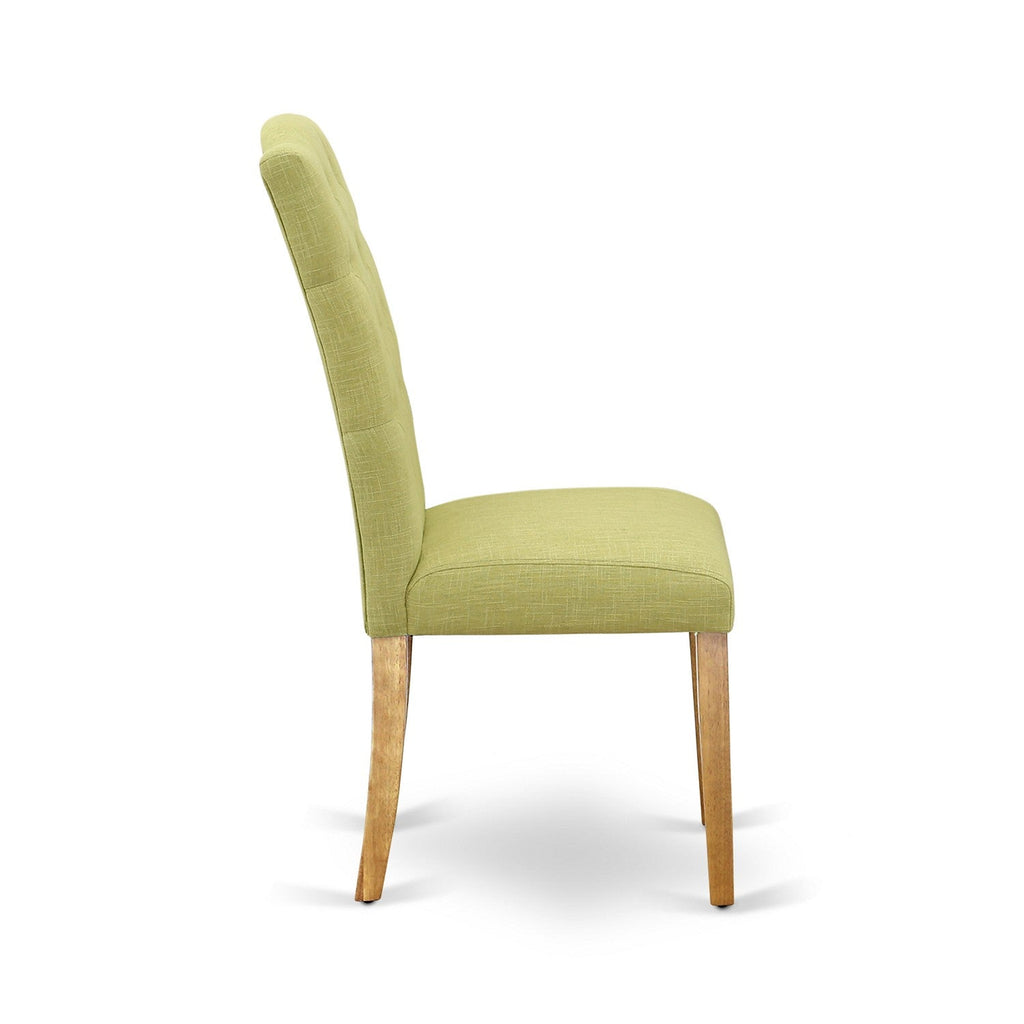 East West Furniture AVCE7-OAK-07 7 Piece Modern Dining Table Set Consist of an Oval Wooden Table with Butterfly Leaf and 6 Limelight Linen Fabric Parson Chairs
