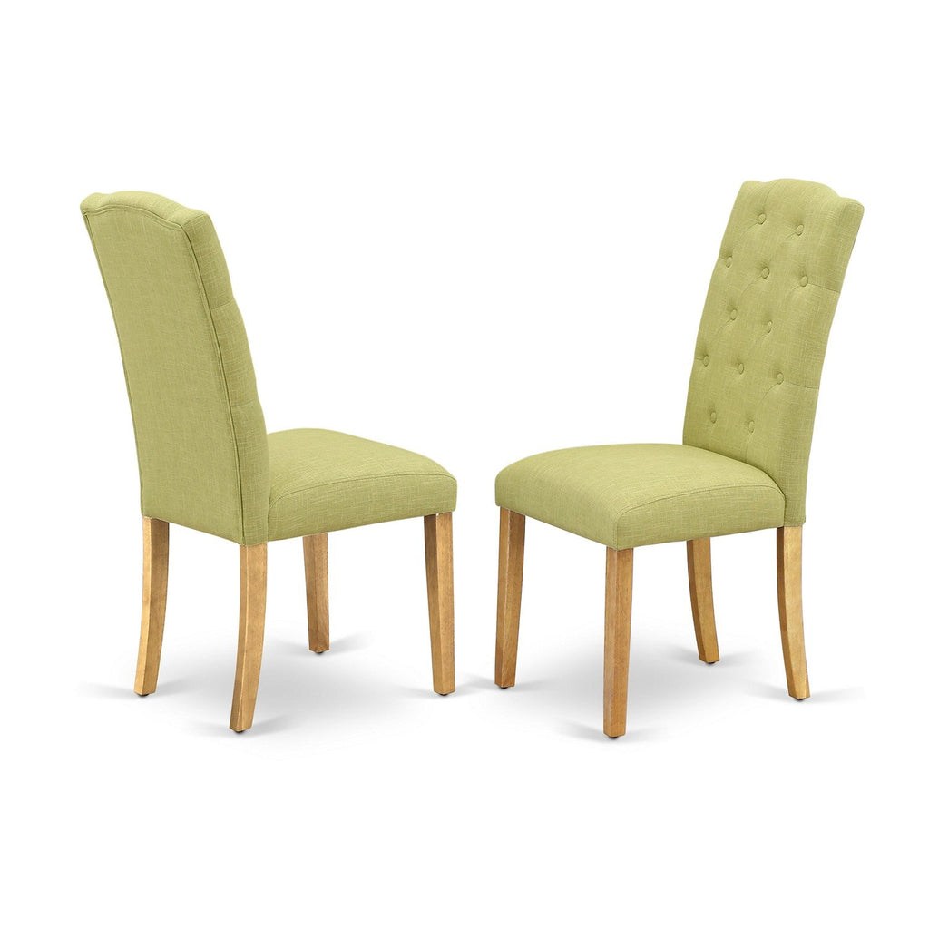 East West Furniture AVCE5-OAK-07 5 Piece Kitchen Table Set for 4 Includes an Oval Dining Room Table with Butterfly Leaf and 4 Limelight Linen Fabric Parsons Chairs