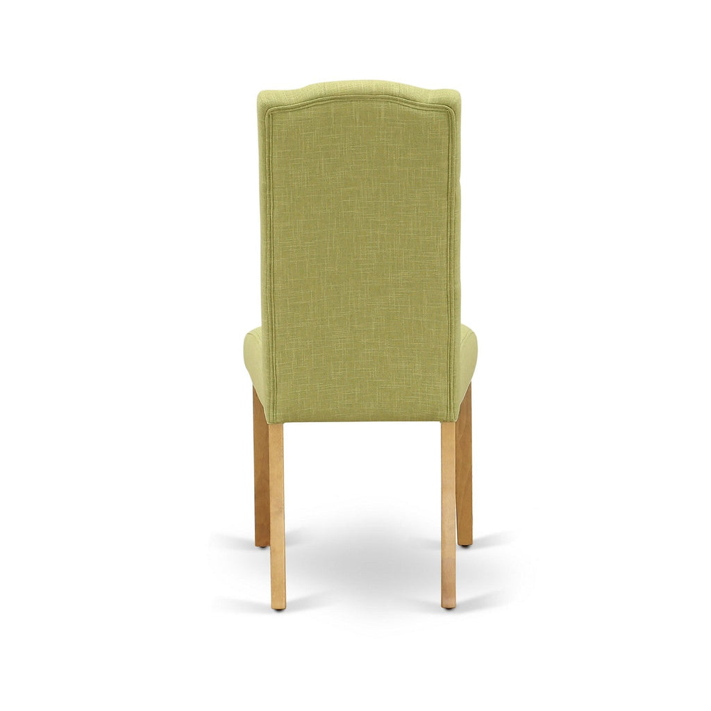 East West Furniture CACE6-OAK-07 6 Piece Dining Room Furniture Set Contains a Rectangle Dining Table and 4 Limelight Linen Fabric Upholstered Chairs with a Bench