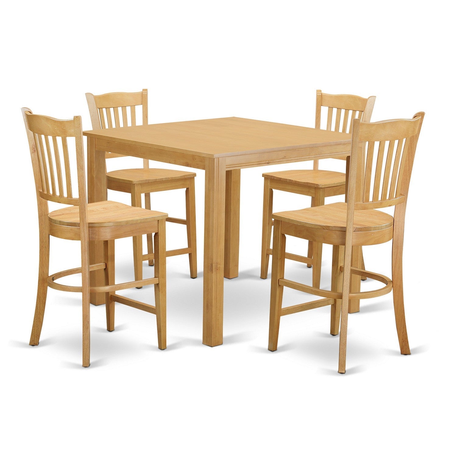 CFGR5-OAK-W 5 Pc counter height pub set-pub Table and 4 Kitchen bar stool