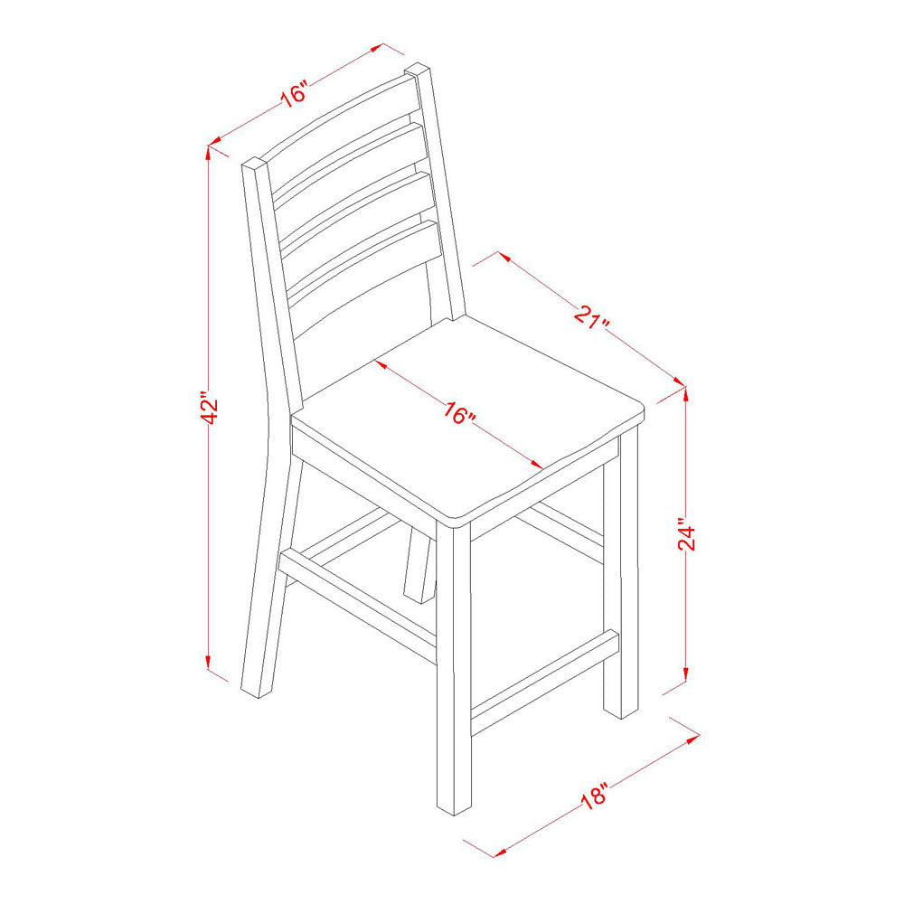 Juego de comedor de 3 piezas East West Furniture EDCF3-OAK-W con altura de mostrador para espacios pequeños. Contiene una mesa de comedor redonda con pedestal y 2 sillas con asiento de madera.